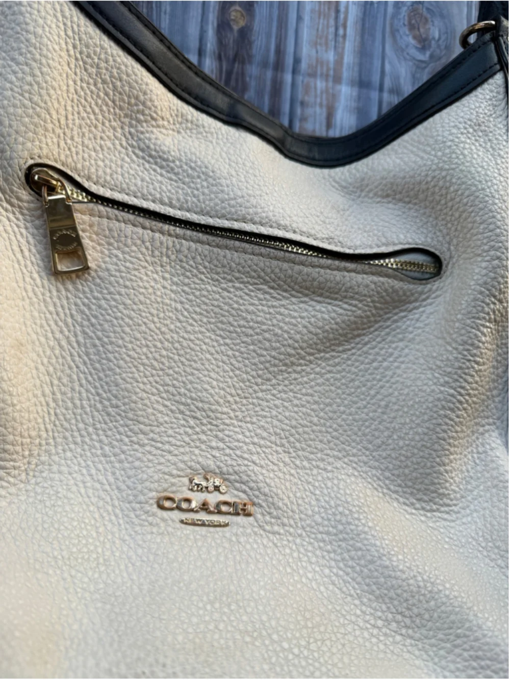 Coach Kristy Shoulder Bag In Colorblock Chalk black tan pebbled leather
